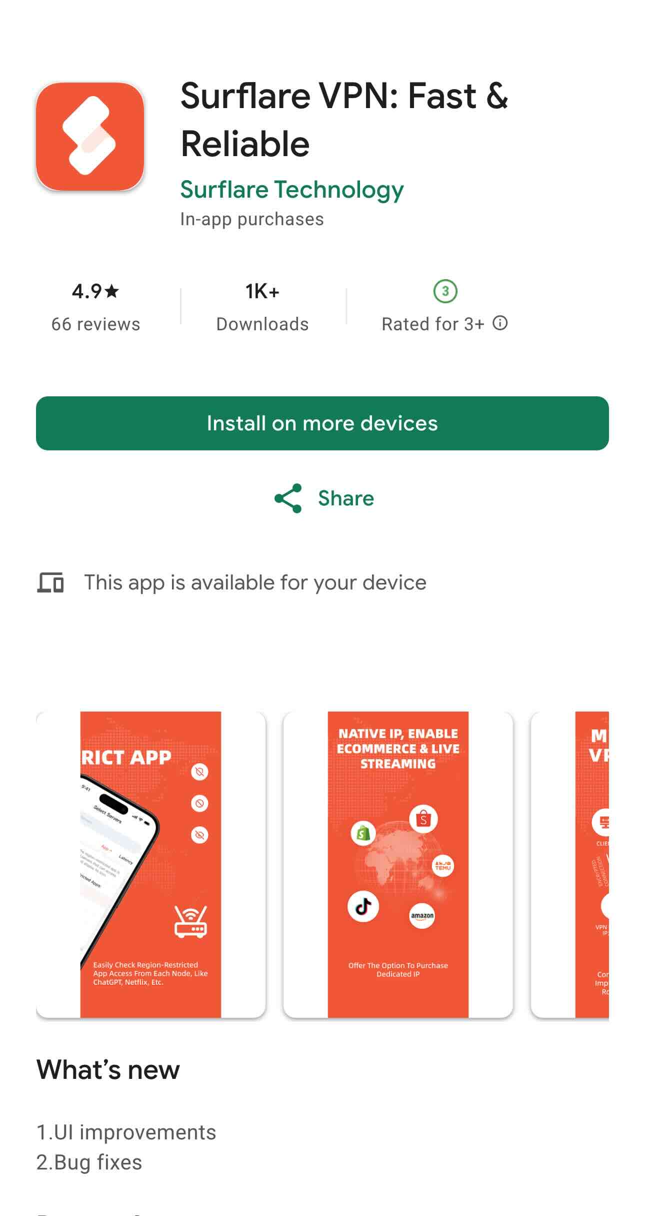 Search Surflare in Google Play