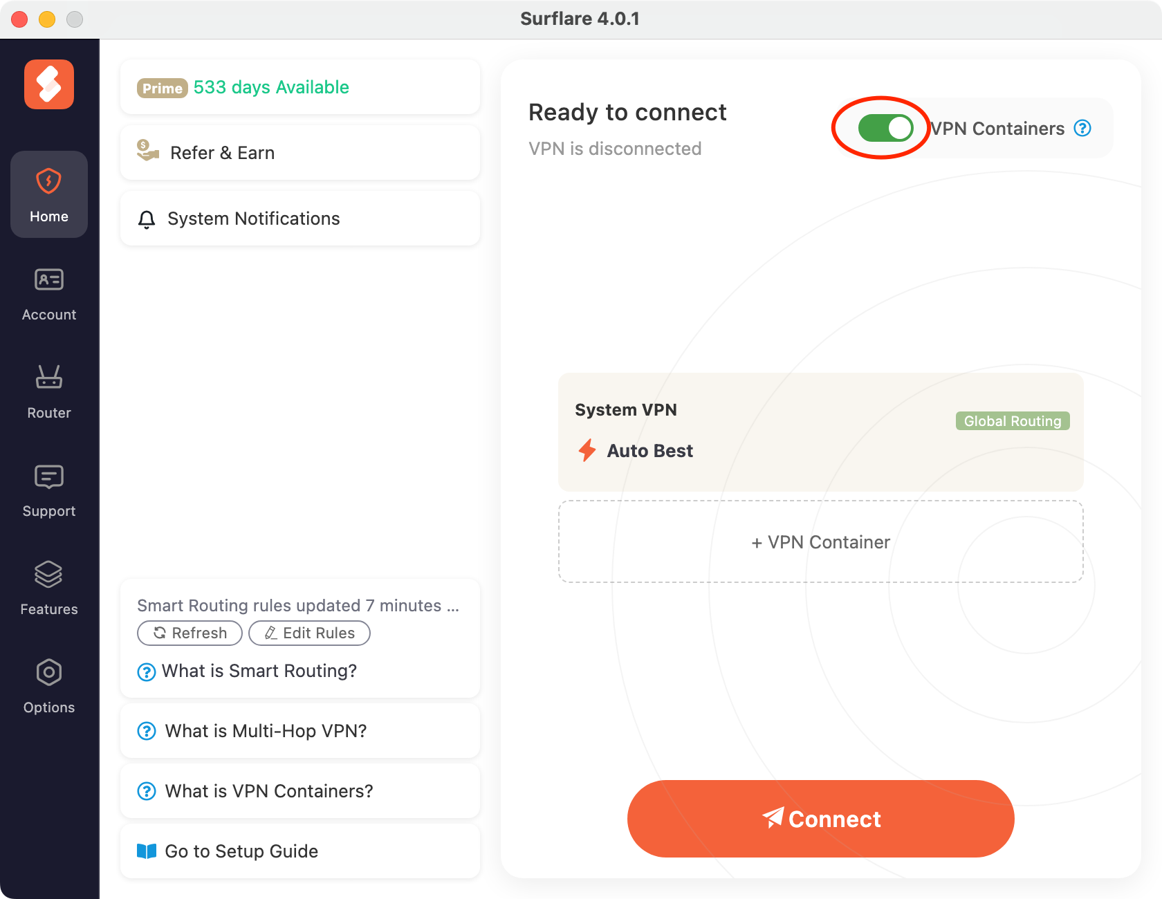 Enable VPN Containers