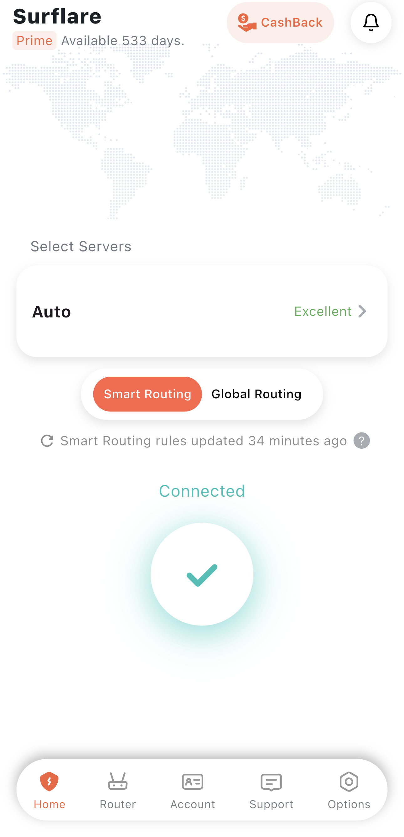 Surflare main screen