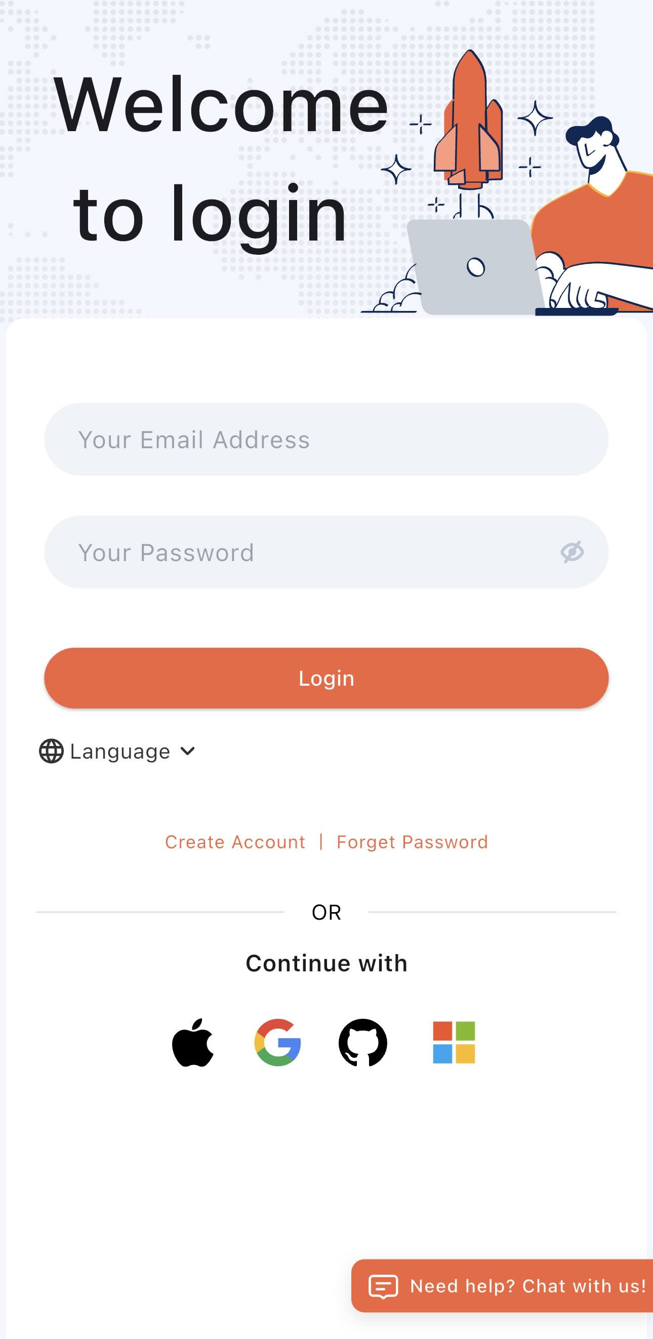 Surflare login screen